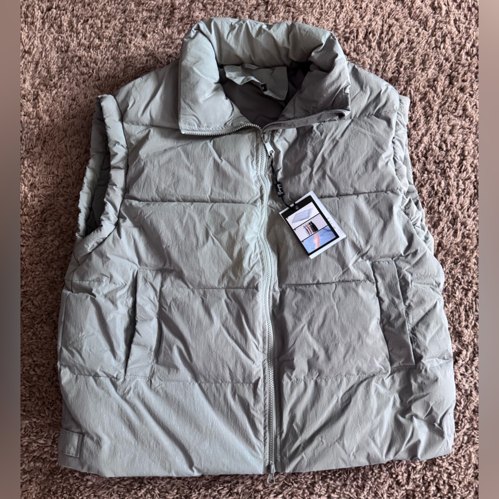 Sage green Quilted Puffer Vest